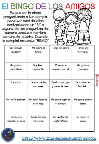 Actividad para los primeros días de clase “El BINGO DE LOS AMIGOS” (9)