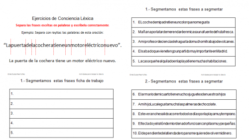 segmentacion de frases conciencia lexica destacada