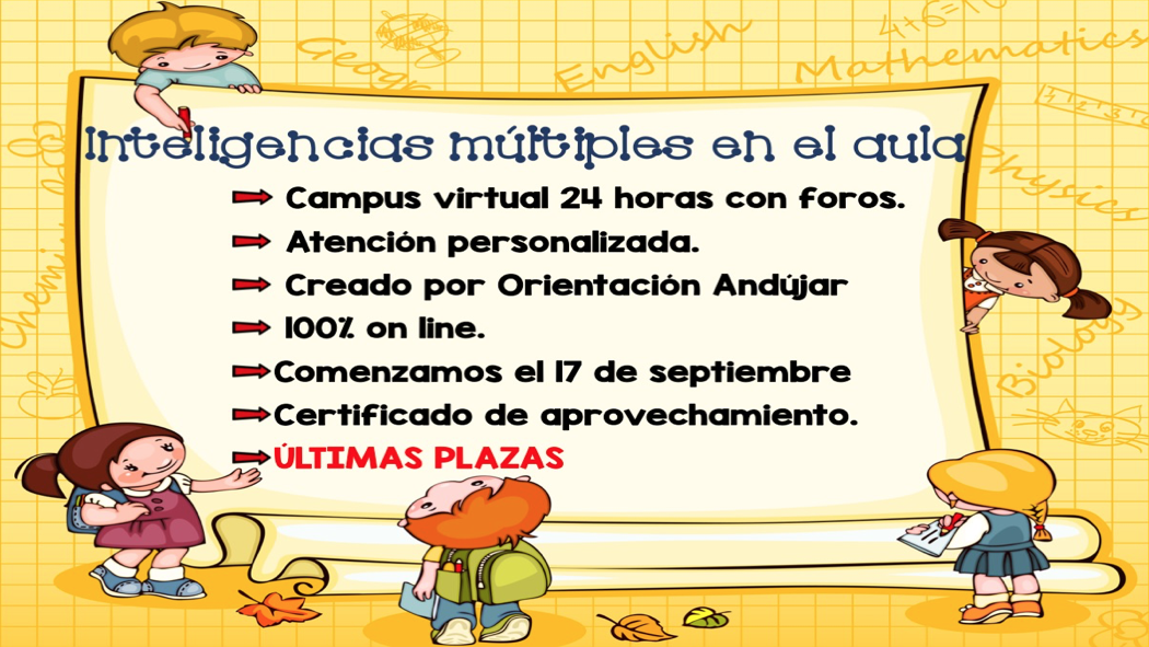 NUEVAS METODOLOGÍAS: Inteligencias Múltiples ON LINE ¡¡ÚLTIMAS PLAZAS!! INICIO 17 DE SEPTIEMBRE