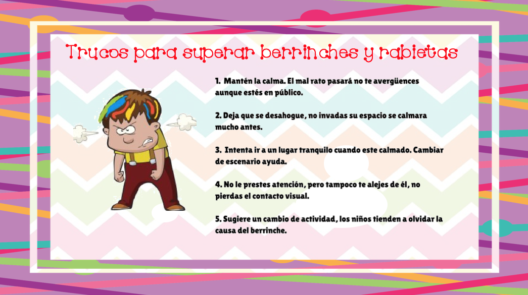 Infografía consejos  para superar berrinches y rabietas