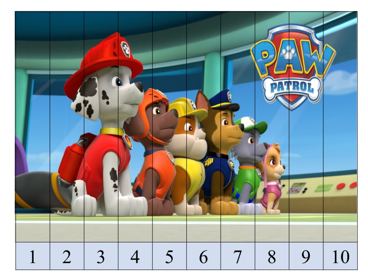 Puzzles para trabajar la numeración y juega Patrulla canina PAW PATROL -Orientacion Andujar