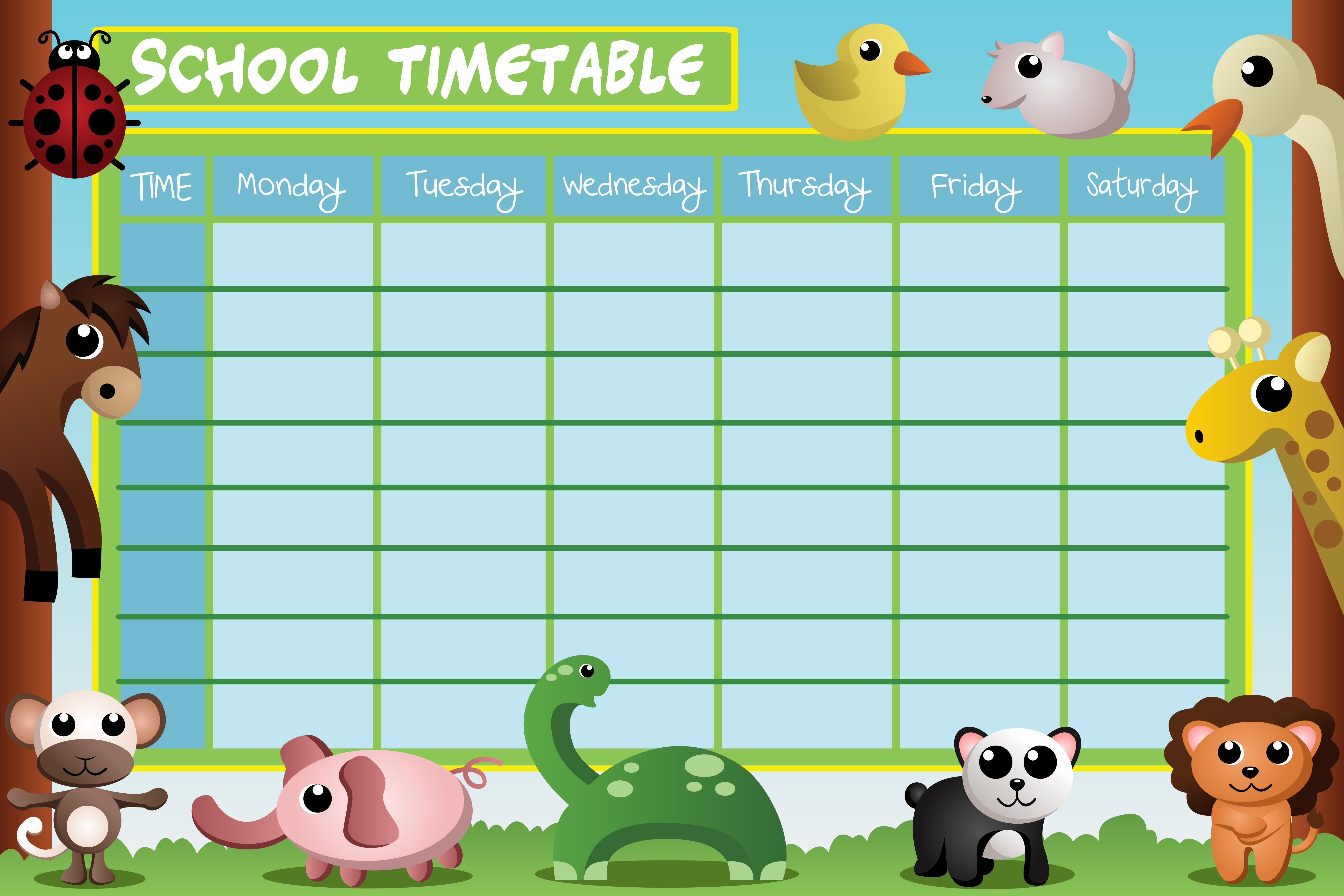 A vector illustration of school timetable design