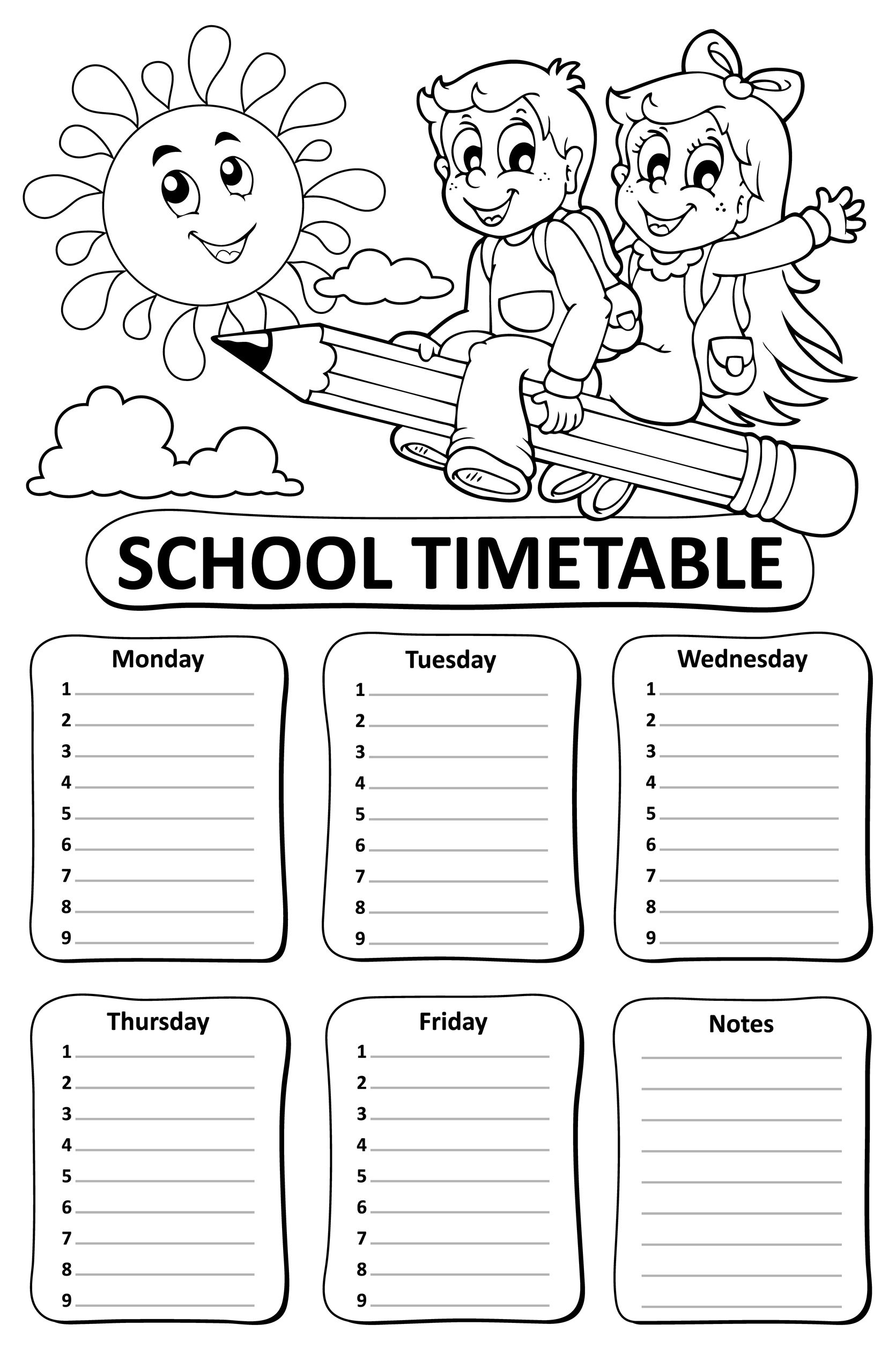 60233187 - black and white school timetable theme