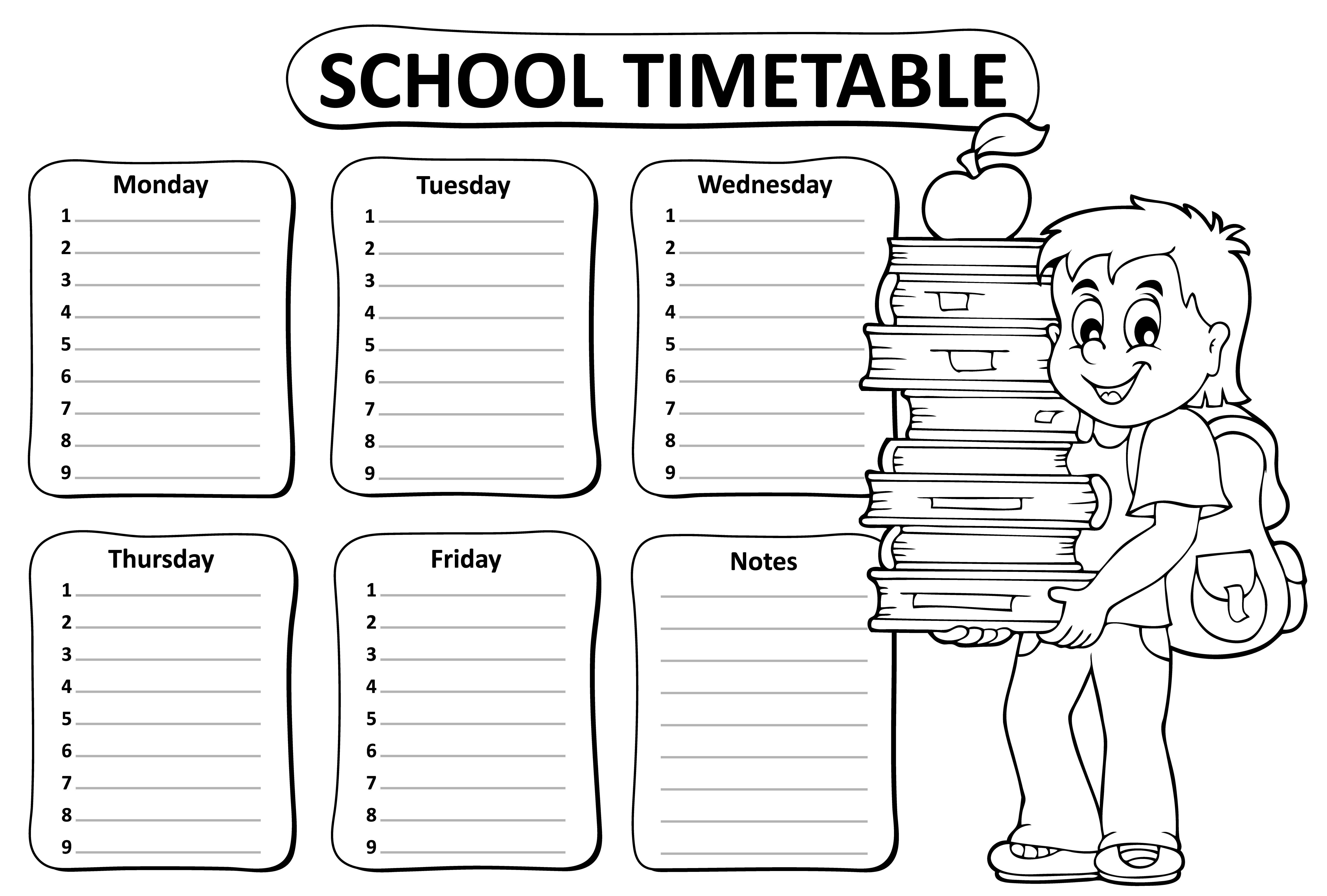 Black and white school timetable theme 2 - eps10 vector illustration.