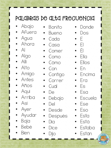 palabras de alta frecuencia89