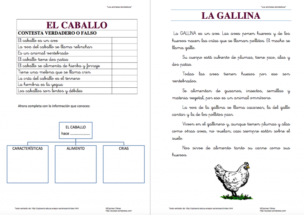 Fichas de comprensión lectora y conocimiento del medio sobre los animales domésticos: vaca, cerdo, oveja, caballo, gato, perro y gallina.   ESTATE AL DÍA DE TODOS NUESTROS MATERIALES SUSCRIBETE ES […]