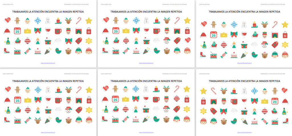 Hoy os traemos una nueva entrega de fichas para trabajar la atención con motivos navideños en la que nuestros peques deben de encontrar la imagen que esta repetida, de esta […]