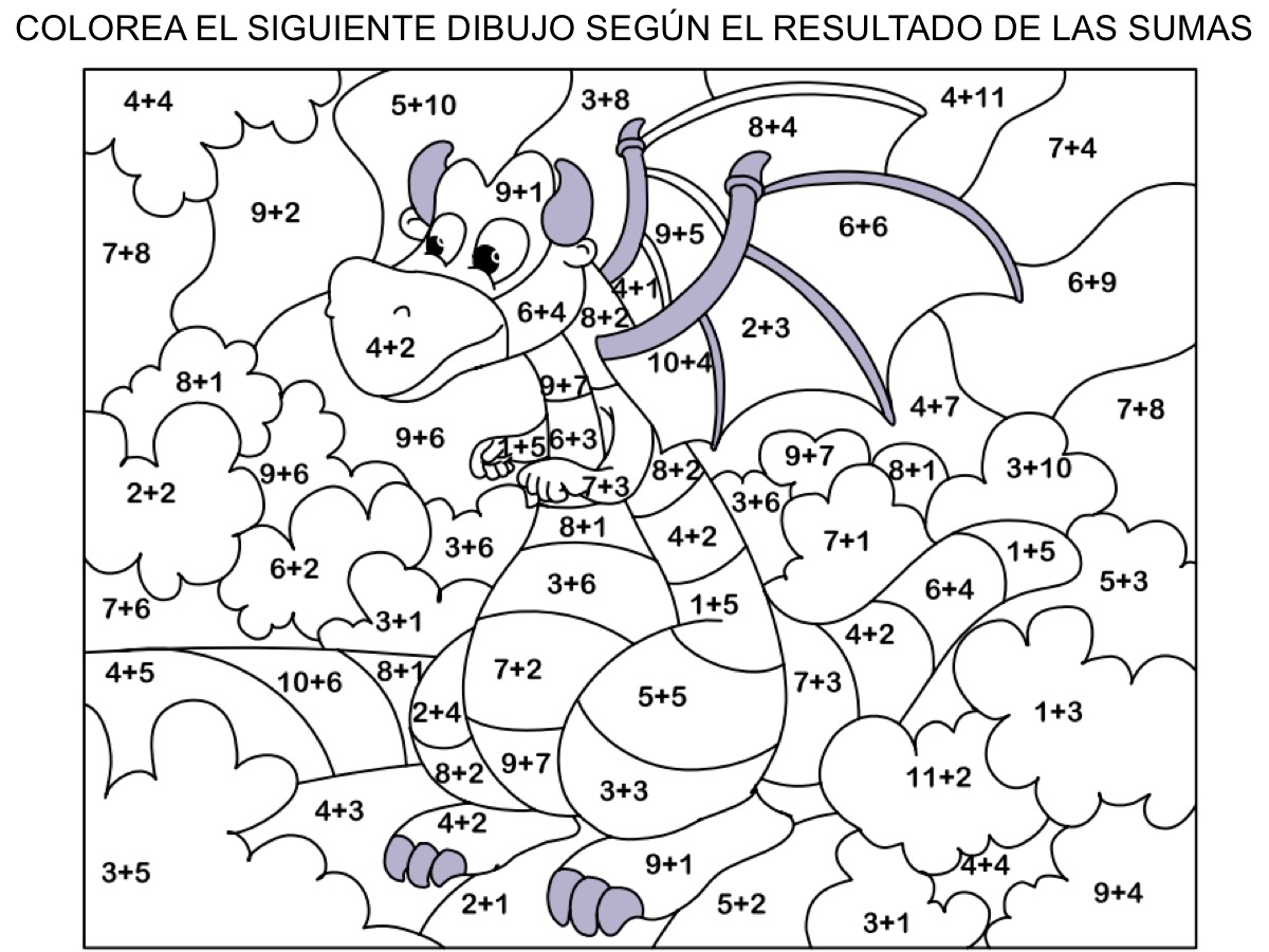 Trabajamos la atención coloreamos con sumas estos animales divertidos  -Orientacion Andujar