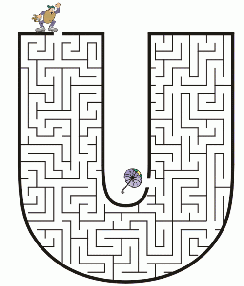 Capital Letter U Coloring Pages Maze 500x585 Orientación Andújar