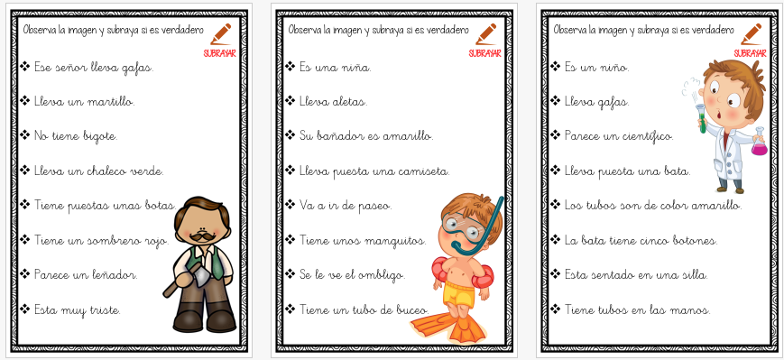 Os dejamos estas divertidas fichas en la que nuetros alumnos /as han de observar una imagen y señalar si la oración es verdadera o falsa. En este caso se deben de […]
