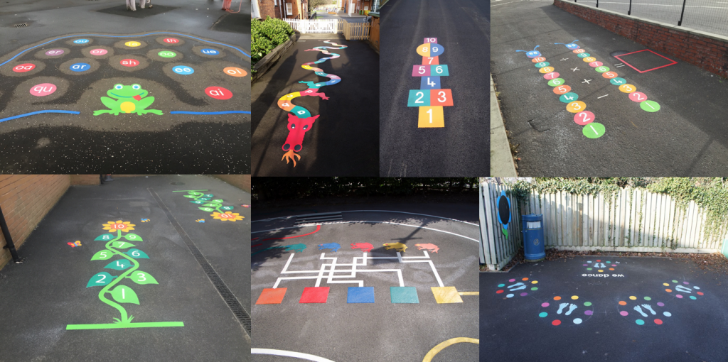 Pinta tu cole estas vacaciones 1001 ideas para que se quede genial       fuente: http://first4playgrounds.co.uk/ fuente: http://signetsigns.co.uk/product/school-signs/playground-markings/exercise-tracks/