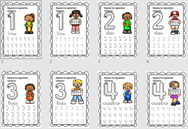   Grafomotricidad números del 1 al 10 gines  