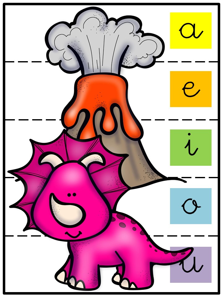 Cuaderno puzzle de dinosaurios para trabajar las vocales (10) - Orientación  Andújar - Recursos Educativos
