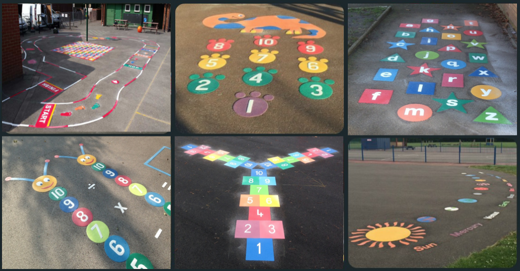 Este verano pinta el patio de tu cole super ideas Se acercan las vacaciones y que mejor idea para nuestros colegios que decorarlos y pintarlos para que sean espacio de esparcimiento y aprendizaje.   fuente: http://first4playgrounds.co.uk/ fuente: http://signetsigns.co.uk/product/school-signs/playground-markings/exercise-tracks/