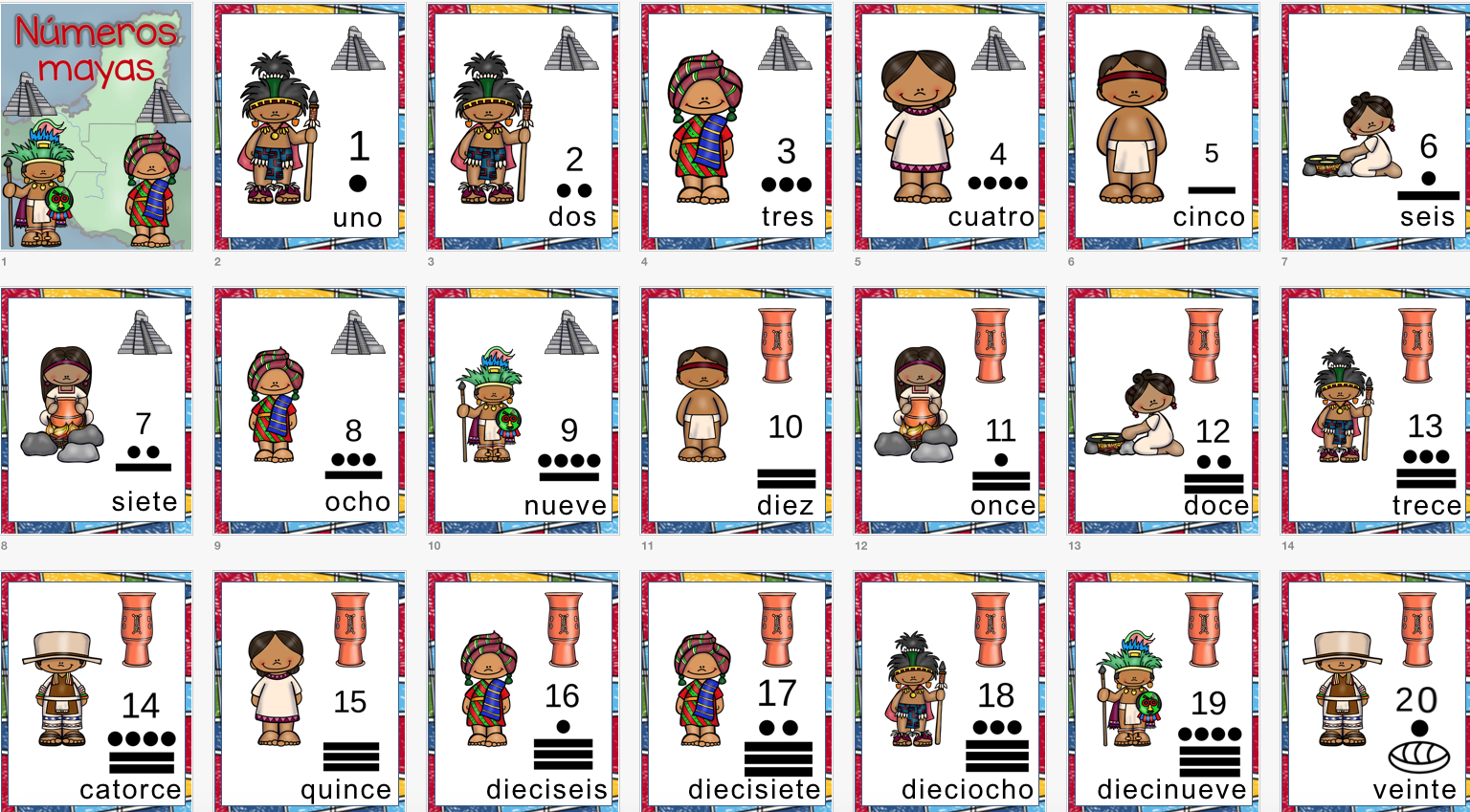 CARTELES DECORATIVOS NÚMEROS MAYAS 1 AL 20 -Orientacion Andujar CARTELES DECORATIVOS NÚMEROS MAYAS 1 AL 20 -Orientacion Andujar