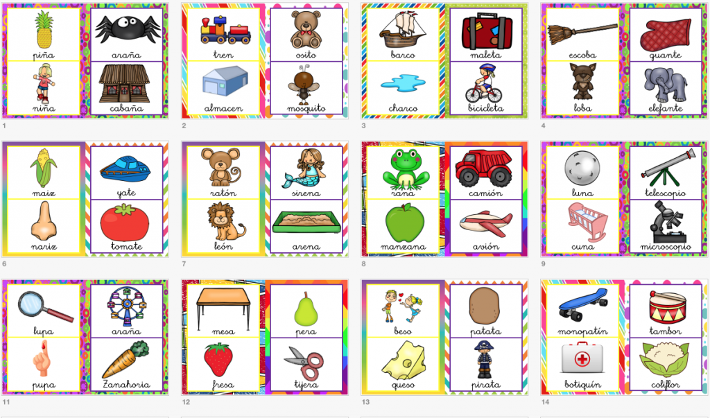 Increible colección de tarjetas para trabajar las rimas.
