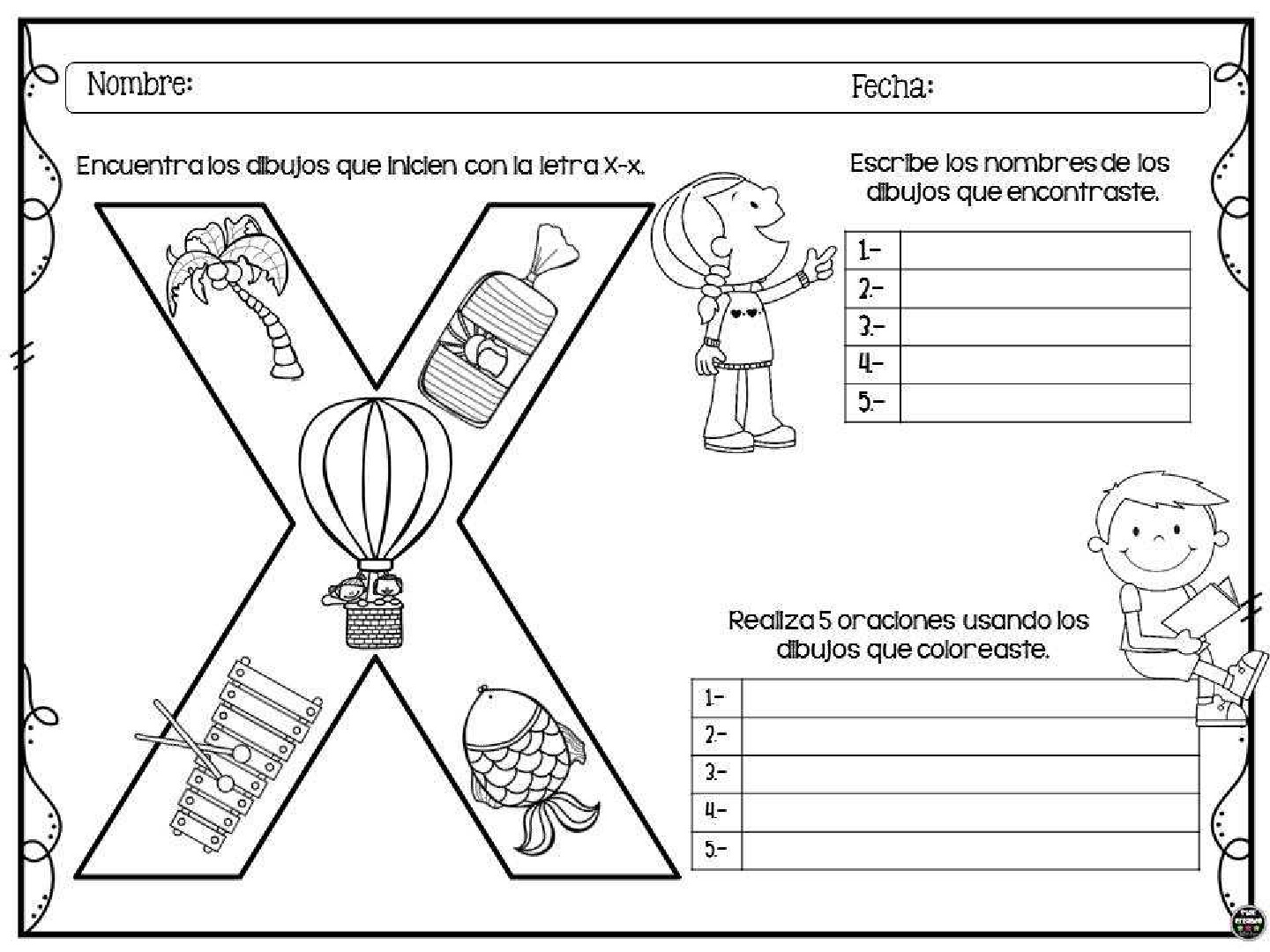 Letra X Mayuscula Para Colorear Pintar Dibujar Paginas Para