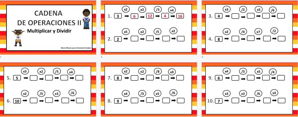 Trabajamos las cadenas de operaciones multiplicar y dividir DESCARGA LAS ACTIVIDADES EN PDF CADENA DE OPERACIONES Multiplicar y Dividir