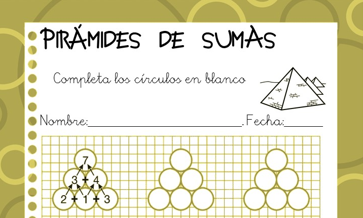 Sumas primaria, con pirámides secretas en las que nuestros alumnos deberán de completar la pirámide, sabiendo que la suma de cada cuadro superior es la suma de los dos cuadros […]