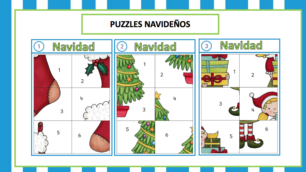 Os dejamos estos sencillos puzzles matemáticos con seis casillas con motivos navideños para trabajar con nuestros alumnos la atención y la introducción de los primeros números. en total las fichas […]