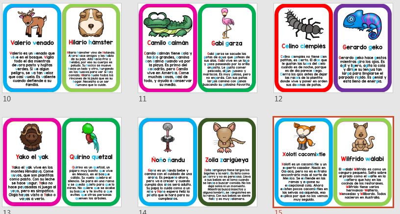 Tarjetas para trabajar pequeñas lecturas de animales con cada una de las letras  en infantil y primaria   Material subido a esta entrada pertenece  de star leyva visita su facebook