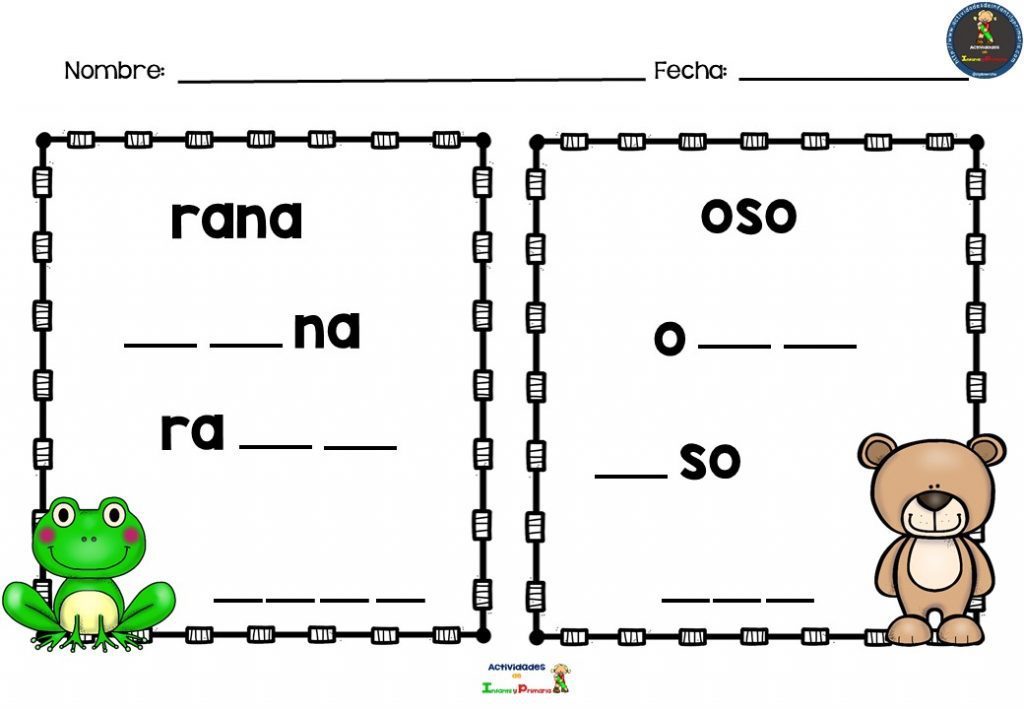 Actividades completamos palabras-Motivos animales