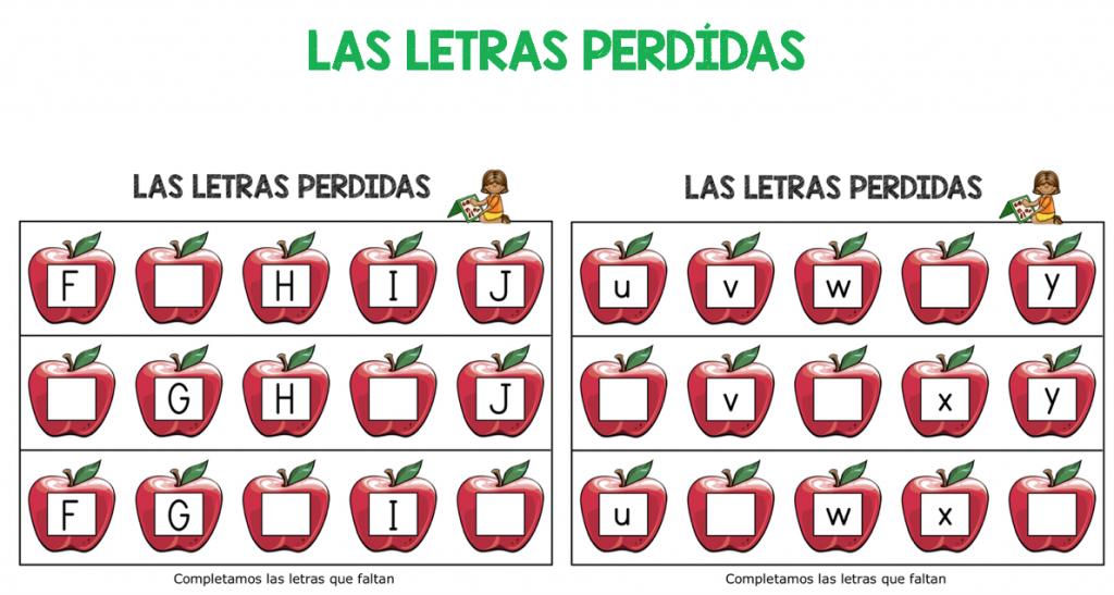 AVERIGUA LA LETRA PERDIDA APRENDEMOS EL ABECEDARIO Unas sencillas actividades para trabajar el vocabulario en la que nuestros alumnos/as deden d erellenar los huecos con las letras que faltan.