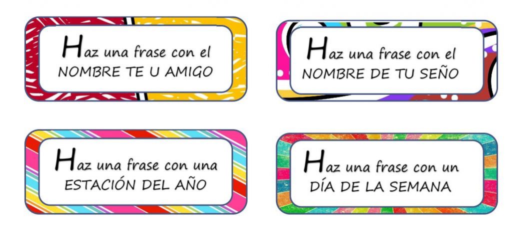 Hemos preparado esta sencilla actividad para que nuestros alumnos/as construyan una serie de frase siguiendo las instrucciones indicadas.