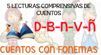 Os dejamos estas lecturas comprensivas para trabajar con nuestros cuentos con fonemas, las dejamos en formato editable. Los fonemas que vamos a trabajar en los cuentos son los siguientes. D-B-N-V-Ñ