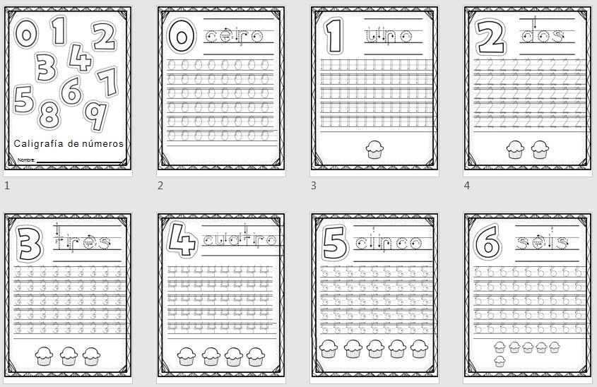 Super cuaderno para trabajar la grafomotricidad de los números del cero al diez, Ademas cuando terminen las ficha de trazos los peques pueden colorear los dibujos adjuntos.
