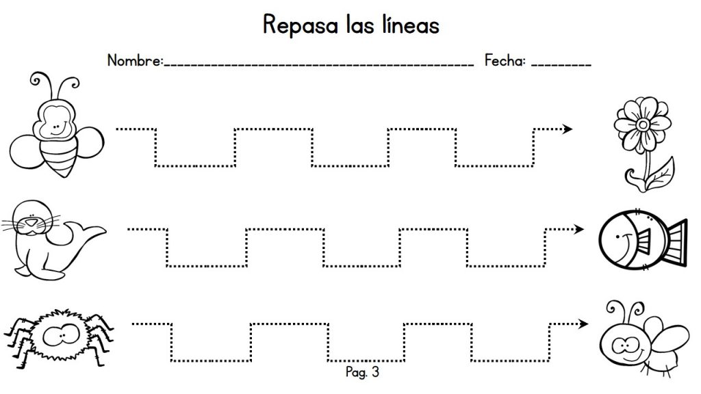 Os hemos preparado unas sencillas actividades para trabajar la grafomotricidad y el trazo de lineas rectas.