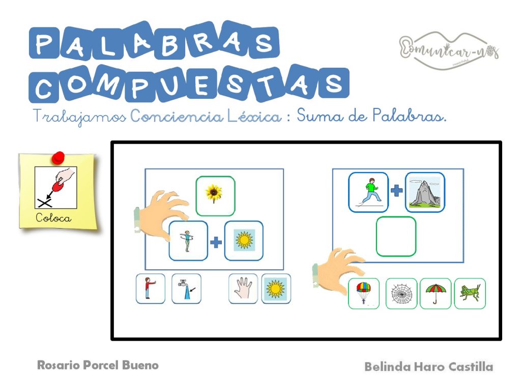 Conciencia léxica MATERIAL MANIPULATIVO trabajamos las palabras compuestas  SUMA DE PALABRAS Hola a todos/as desde el equipo de Comunicar-nos nos comparten este fantástico material para  trabajar de forma manipulativa la conciencia léxica de palabras.