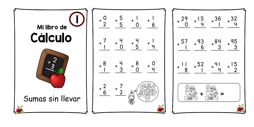 Librito de cálculo número 1 para trabajar las sumas sin llevada Sencillo librito de actividades para trabajar las sumas sin  llevada.