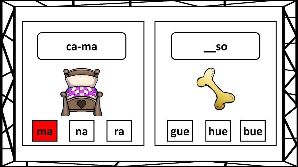 Conciencia Fonológica: Elige la sílaba correcta Hoy os traemos, una actividad para trabajar la conciencia fonológica a través  de sílabas.