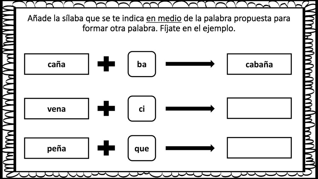 En esta ocasión os proponemos una actividad especialmente dedicada a aquellos alumnos que presenten o puedan presentar problemas lectoescritores. Consiste en añadir la sílaba que se indica en medio de […]