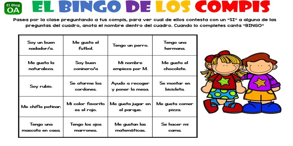 Un excelente recurso qué podemos llevar a cabo los primeros días de clase es el Bingo de los amigos, esta actividad consiste en repartir diferentes cartones de bingo a los COMPIS […]