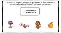 Hoy os traemos una divertida actividad para trabajar la conciencia fonológica a través de dibujos, consiste en adivinar la palabra a través de las pistas que se ofrecen.