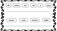 Divertida actividad de lectoescritura para formar oraciones, ordenando correctamente las palabras que se presentan.