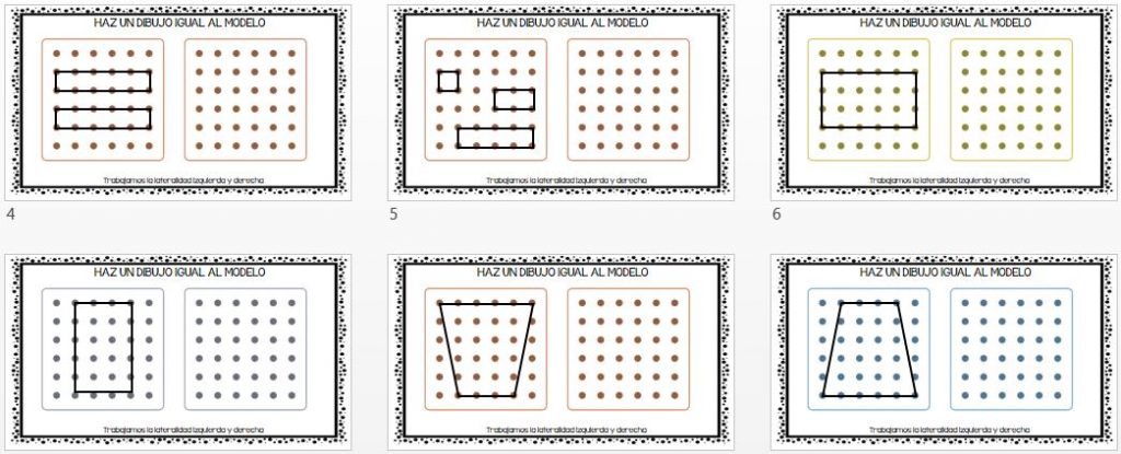 COLECCIÓN FICHAS Lateralidad mediente dibujos de puntos dibuja igual al modelo Te traemos una gran colección de fichas de lateralidad para que los niños aprendan de forma fácil derecha, izquierda, arriba y abajo.