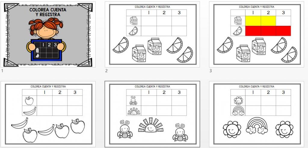Con estas actividades que os presentamos nuestros alumnos deben de contar la cantidad de objetos que se les presenta y una vez que los han contado deben de colorear tantas […]