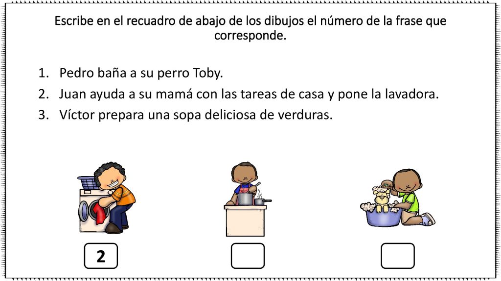 Nueva actividad para trabajar la comprensión lectora en la que nuestros alumnos deben identificar que frase corresponde con cada dibujo. De esta forma nuestros alumnos trabajan la percepción visual y […]