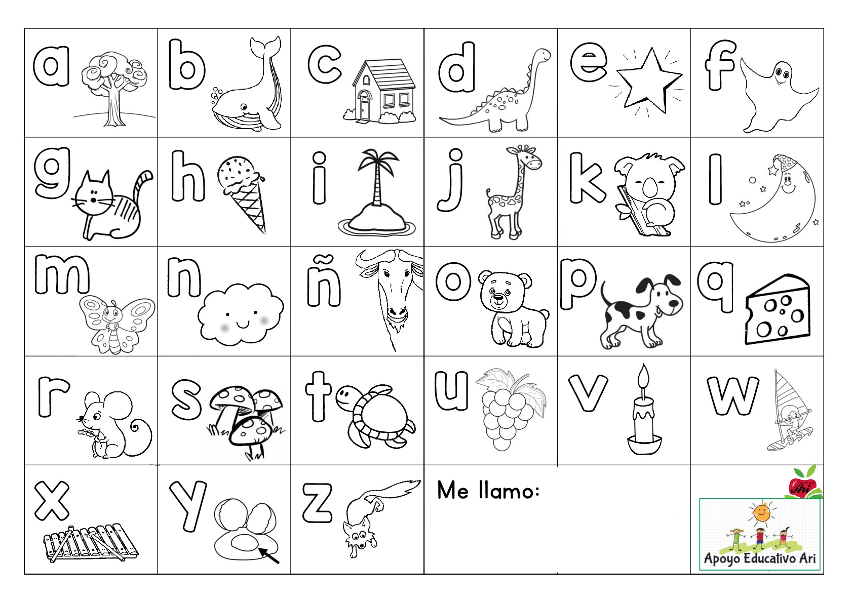 Super abecedario para colorear y poner en las mesas