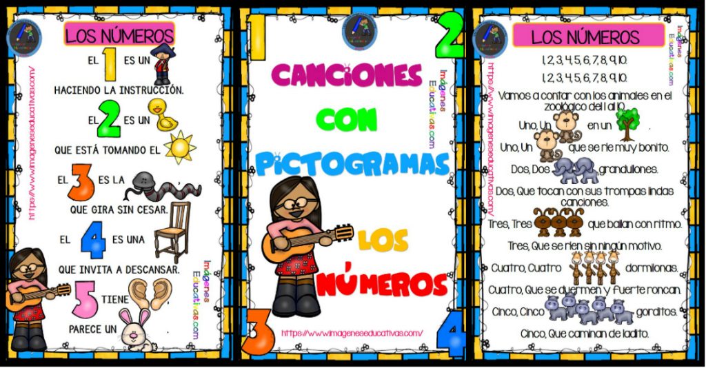 LOS NÚMEROS en  pictogramas para Educación Infantil y Preescolar LOS NÚMEROS en canciones con pictogramas para Educación Infantil y Preescolar