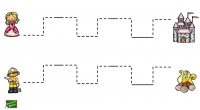 Ejercicios de grafomotricidad que consisten en distintas fichas en las que hay que emparejar dos dibujos a través de las lineas que los unen.
