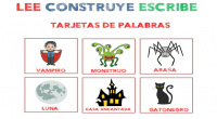 Hoy os dejamos esta actividad  he creado para afianzar el proceso lectoescritor y que hemos titulado: LEE CONSTRUYE ESCRIBE CON LA TEMÁTICA DE HALLOWEEN.