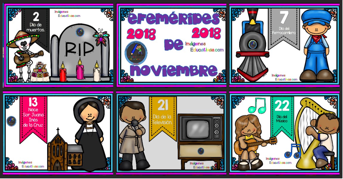 decora tu aula con las Efemérides mes de noviembre 2018 -Orientacion Andujar