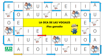 sencillo juego de la oca para que los más pequeños aprendan las vocales.