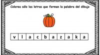 Hoy os traemos un ejercicio de lectoescritura para trabajar el vocabulario de halloween; en el que hay que colorear solo las letras que forman las palabras del dibujo que aparece.