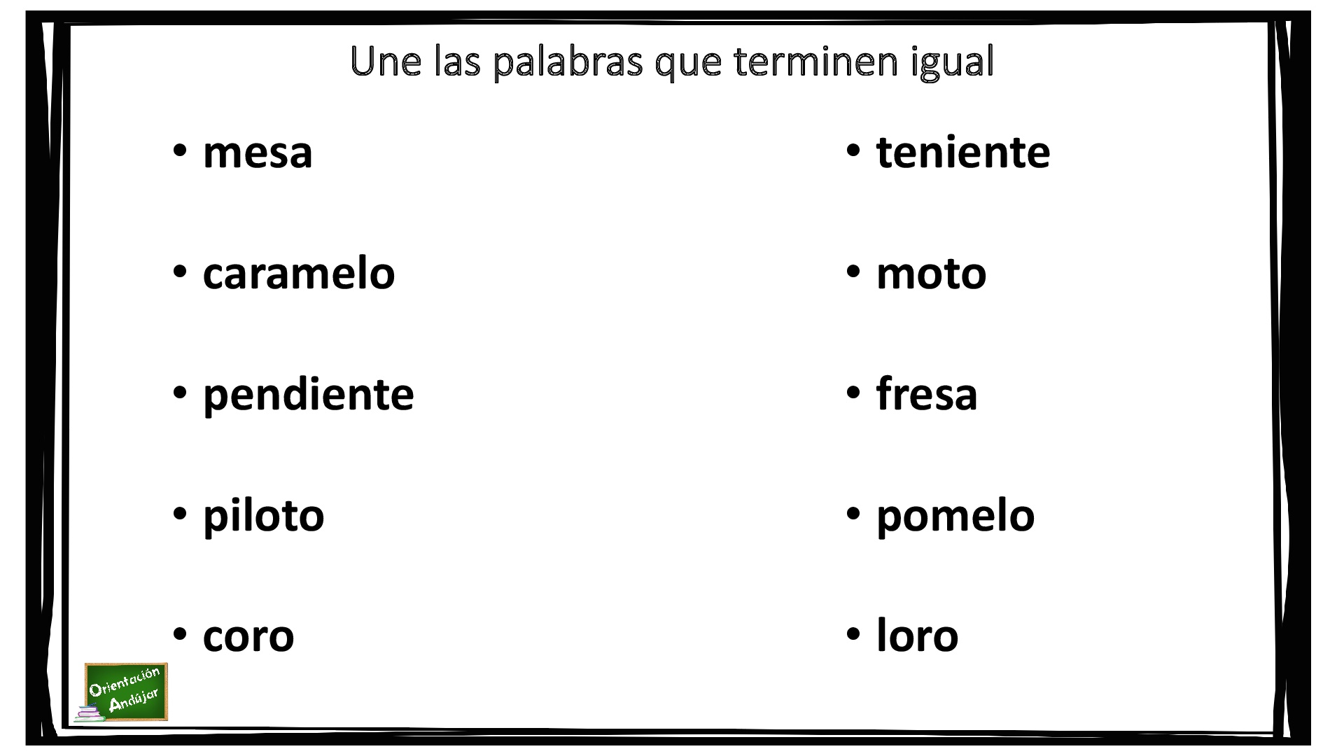 Palabras que terminen por o