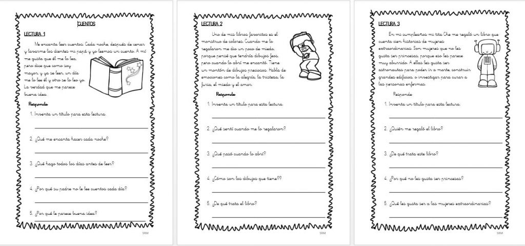 Mini lecturas comprensivas infantil y primaria temática LOS CUENTOS NUEVAS MINILECTURAS PARA TRABAJAR LA COMPRENSIÓN LECTORA. SEXTA ENTREGA CON LA TEMÁTICA LOS CUENTOS.